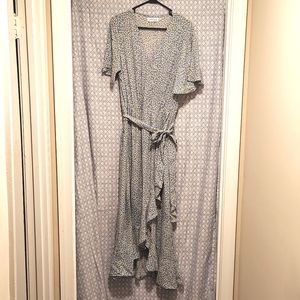 Light Blue and Daisy Floral Ankle-Length Dress, Size US 8, Petal and Pup